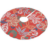Rood Hawaiiaans Japans Kimono:  Bloemen Kerstboom Rok (Gekanteld)