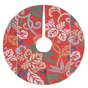 Rood Hawaiiaans Japans Kimono: Bloemen Kerstboom Rok