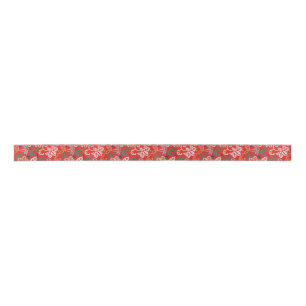 Rood Hawaiiaans Japans Kimono:  Bloemen Lint