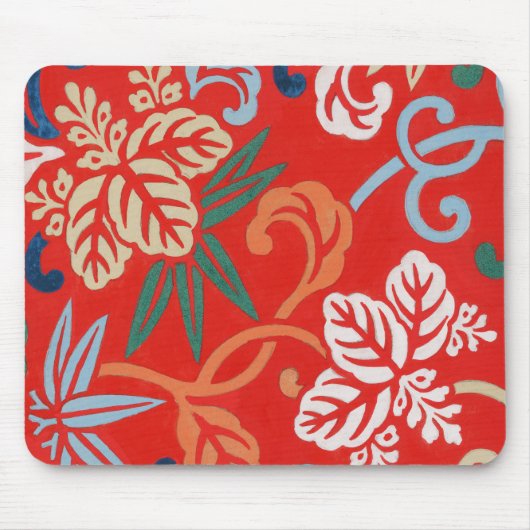 Rood Hawaiiaans Japans Kimono: Bloemen Muismat (Voorkant)