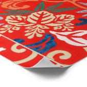 Rood Hawaiiaans Japans Kimono:  Bloemen Poster (Hoek)