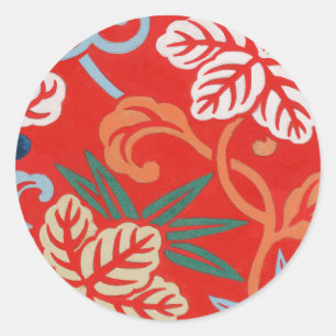 Rood Hawaiiaans Japans Kimono: Bloemen Ronde Sticker