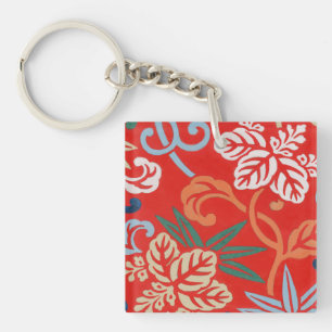 Rood Hawaiiaans Japans Kimono:  Bloemen Sleutelhanger
