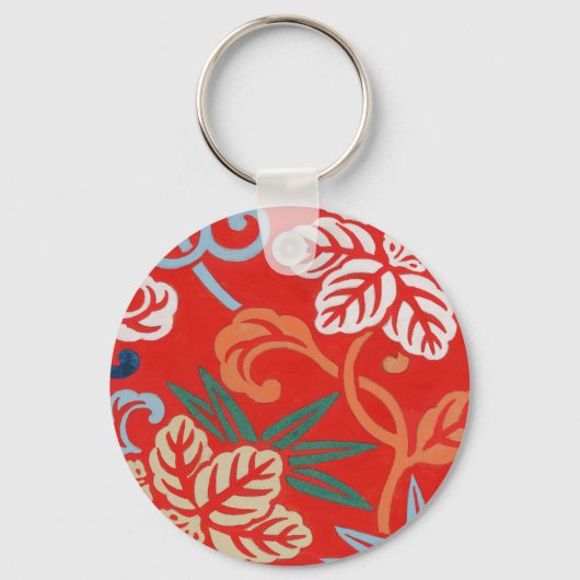 Rood Hawaiiaans Japans Kimono:  Bloemen Sleutelhanger (Voorkant)