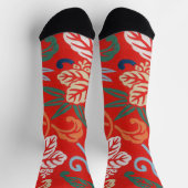 Rood Hawaiiaans Japans Kimono: Bloemen Sokken (Top)