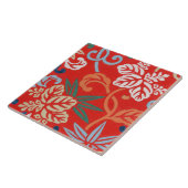 Rood Hawaiiaans Japans Kimono:  Bloemen Tegeltje (Zijkant)