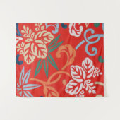 Rood Hawaiiaans Japans Kimono:  Bloemen Wandkleed (Voorkant (horizontaal))