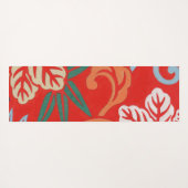 Rood Hawaiiaans Japans Kimono: Bloemen Yogamat (Achterkant (horizontaal))