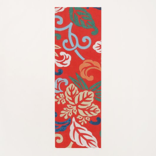 Rood Hawaiiaans Japans Kimono: Bloemen Yogamat (Voorkant)