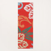 Rood Hawaiiaans Japans Kimono: Bloemen Yogamat (Achterkant)