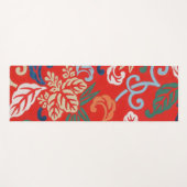 Rood Hawaiiaans Japans Kimono: Bloemen Yogamat (Voorkant (horizontaal))
