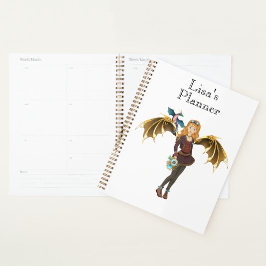 Rood-Headed Steampunk Dragon Girl Planner (Display)