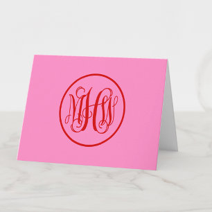 Rood Heet Roze 3 Initiele Wingerdstok Letterzettin Bedankkaart