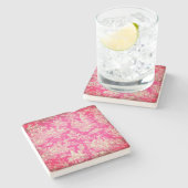 rood heet roze Toile de Jouy patroon Stenen Onderzetter (Zijkant)