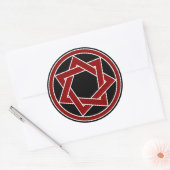 Rood Heptagram op zwart Ronde Sticker (Envelop)