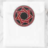 Rood Heptagram op zwart Ronde Sticker (Tas)
