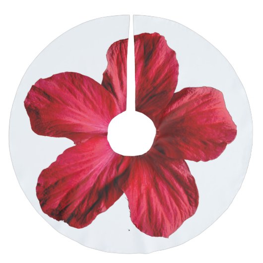 Rood Hibiscus Bloem Bot Kerstboom Rok (Voorkant)