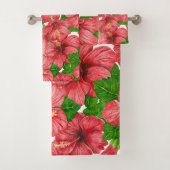 Rood hibiscus patroon II Bad Handdoek (Insitu)