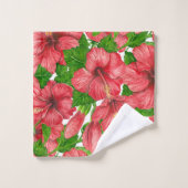 Rood hibiscus patroon II Bad Handdoek (Wasdoekje)