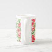 Rood Hibiscus patroon Monogram Bone Mok (Achterkant)