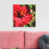 Rood Hibiscus verpakt Canvas Afdruk (Insitu (Woonkamer))