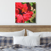 Rood Hibiscus verpakt Canvas Afdruk (Insitu (Slaapkamer))