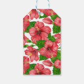 Rood hibiscus waterverf patroon cadeaulabel (Achterkant)