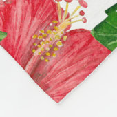 Rood hibiscus waterverf patroon fleece deken (Hoek)