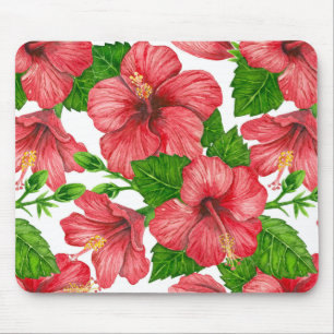 Rood hibiscus waterverf patroon muismat