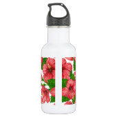 Rood hibiscus waterverf patroon waterfles  (Achterkant)
