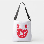 Rood Hoefijzer meisje en paarden Crossbody Tas (Voorkant)