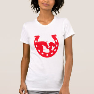 Rood Hoefijzer meisje en paarden T-shirt