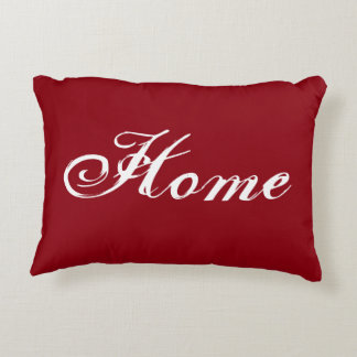 Rood "Home" Accent Kussen met Damast Terug