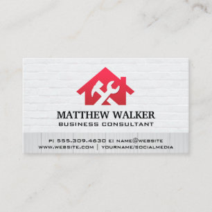 Rood Home Wrench-logo Diensten voor thuisreparat Visitekaartje