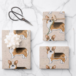 Rood hoofd Tricolor Pembroke Welsh Corgi Pattern Inpakpapier Vel