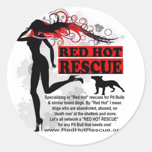 Rood hot Rescue-sticker Ronde Sticker (Voorkant)