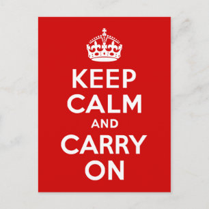 Rood houden kalm en doorgaan briefkaart