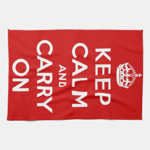 Rood houden kalm en doorgaan theedoek