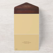 Rood hout & Tan Bruin Gitaar Bruiloft All In One Uitnodiging (Buitenkant)