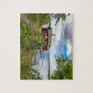 Rood houten huisje in Zweden Legpuzzel