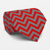 Rood, houtskool Grote Chevron ZigZag Pattern Stropdas (Opgerold)
