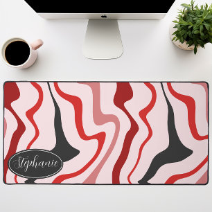 Rood, Houtskoolgrijs, En Blush Retro Groovy Golven Bureaumat