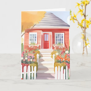 Rood Huis Mooie Aquarel Schildering Kaart