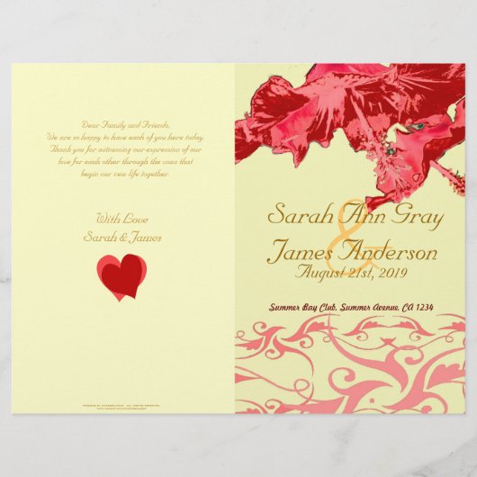 Rood huwelijksprogramma hibiscus brocade (Voorkant)