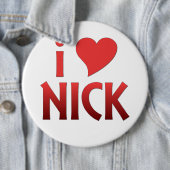 Rood | I Heart Nick Extra Large Button (In situ)