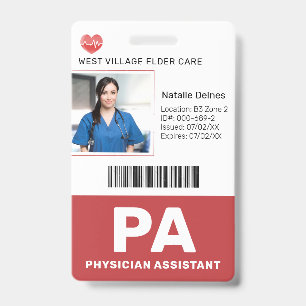 Rood Identificatiebadge met foto voor medisch zi Badge