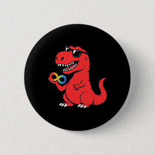 Rood in plaats van autisme Dino Autisme bewustzijn Ronde Button 5,7 Cm