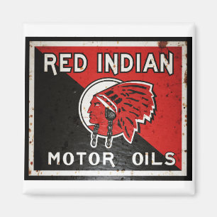 Rood Indische motorolie-teken verstopte vaten. Magneet