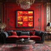 Rood ingelijste Desert Art Grid – Bold Geometric Perfect Poster