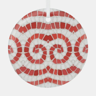 ROOD IONISCH MOZAÏEK Glazen Cirkel Ornament